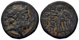 Islands off Cilicia, Elaioussa Sebaste, c. 1st century BC. Æ (21mm, 7.9g). Diademed head of Zeus r. R/ Nike advancing left, holding wreath and palm; t...