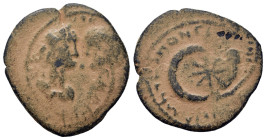 Caracalla with Geta (198-217). Mesopotamia, Carrhae. Æ (18mm, 3.7g). Laureate, draped, and cuirassed bust of Caracalla right, vis-à-vis bare-headed an...