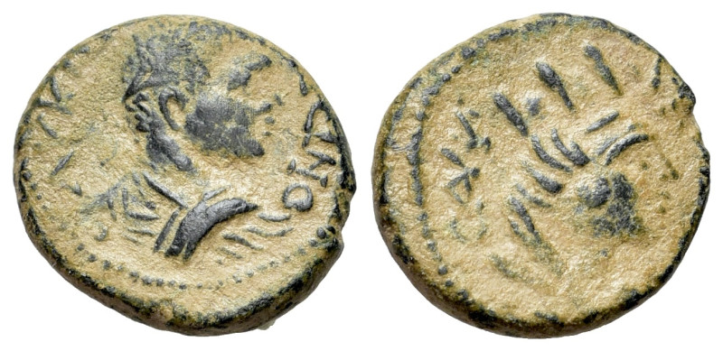 Elagabal (218-222). Mesopotamia. Carrhae. Æ (18mm, 4.71g, 6h). Laureate, draped ...