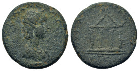 Orbiana (Augusta, 225-227). Pontus, Neocaesarea. Æ (15.52g, 29mm). Draped bust r.R / Tetrastyle temple . RG -; SNG Cop. -; SNG von Aulock -; BMC -; Pr...