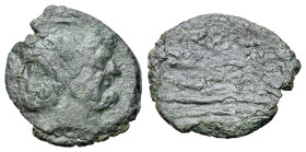 Anonymous, c. 211-208 BC(?). Ӕ Reduced As (17mm, 2.32g, 9h). Uncertain mint (Luceria?). Laureate head of Janus; I (mark of value) horizontally above. ...