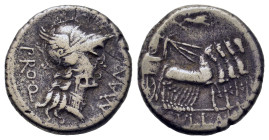 L. Sulla and L. Manlius Torquatus, Rome, 82 BC. AR Denarius (16,3mm, 3.8g). Military mint moving with Sulla. Helmeted head of Roma right, wearing sing...