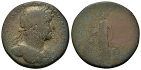 Hadrian (117-138). Æ Sestertius (33mm, 21.7g). Rome, AD 120-122. Laureate heroic bust right, slight drapery. R/ Lictor standing left, holding fasces, ...