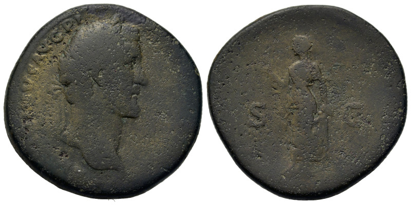 Antoninus Pius (138-161). Æ Sestertius (33,5mm, 25.4g). Rome, AD 141-143. Laurea...