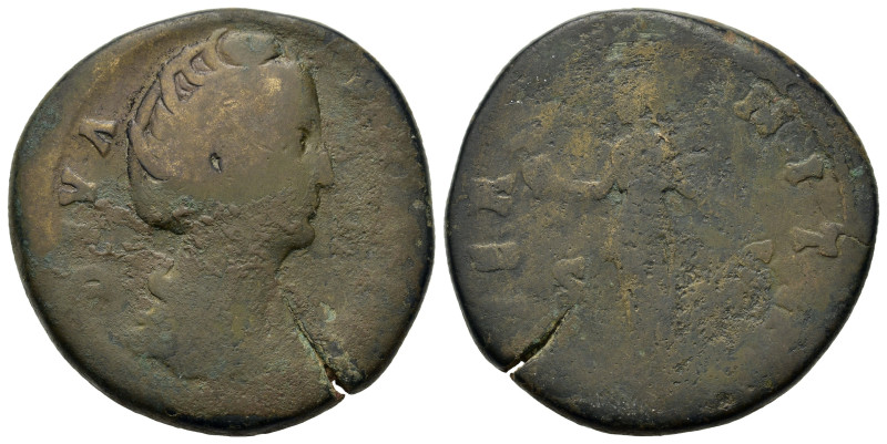 Diva Faustina Senior (died 140/1). Æ Sestertius (32,4mm, 25.5g). Draped bust r. ...