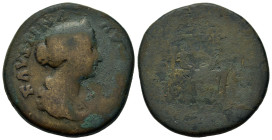 Faustina Junior (Augusta, 147-175). Æ Sestertius (31,6mm, 24.7g). Diademed and draped bust r. R/ Uncertain figure.