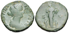 Faustina Junior (Augusta, 147-175). Æ Sestertius (30mm, 17,73g. 12h). Rome, c. 157-161. Draped bust r. R/ Fecunditas standing facing, head l., holding...