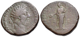 Commodus (177-192). Æ Sestertius (30mm, 22,37g, 6h). Rome. Laureate head of Commodus r. R/ Felicitas standing facing, head l., holding patera and scep...