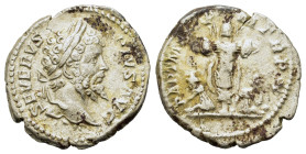 Septimius Severus (193-211). AR Denarius (19,3mm, 3.4g). Rome mint. Legend with laureate bust r. R/Legend with two captives seated on ground at foot o...