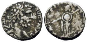 Septimius Severus (193-211). AR Denarius (18mm 3.66g). Rome. Laureate head r. R/ Minerva standing to left, holding spear and round shield. RIC IV 61.