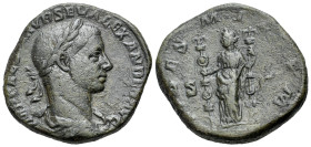 Severus Alexander (222-235). Æ Sestertius (27mm, 19.55g, 12h). Rome, 225. Laureate, draped and cuirassed bust of Severus Alexander to r. R/ Fides stan...