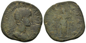 Julia Mamaea (Augusta, 222-235). Æ Sestertius (30,4mm, 21.3g). Rome. Draped bust r., wearing stephane. R/Venus standing l., holding apple and sceptre;...