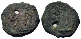 Barbarous imitation of pseudo-autonomous issue. Macedon, Philippi. Time of Claudius-Nero, c. 41-68. Æ (15mm, 2.7g). Victory advancing to l.; CX before...