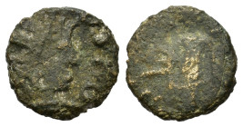 Imitating Tetricus I. Late 3rd century AD-5th century AD. Æ (12,3mm, 1g). Radiate head r. R/ Male figure standing r.