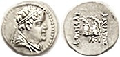 BAKTRIA Eukratides I, 171-135 BC, Obol, Diademed hd r/caps of the Dioscuri, PK m...