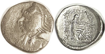 PARTHIA, Mithradates I, 185-170 BC, Drachm, Sell. 10.1, bust in bashliq/archer s...