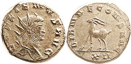 GALLIENUS, Ant, DIANAE CONS AVG, Stag l, XII; AEF, centered with full lgnds (tho...