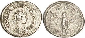 QUIETUS, Ant, SOL INVICTO, Sol stg l, VF, nrly centered, obv well struck, rev a little soft, silver with grey-brown tone, mild granularity, good portr...
