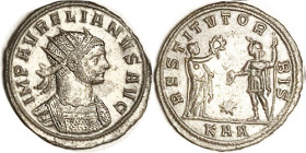 AURELIAN, Ant, RESTITVT ORBIS, Woman giving wreath to Ruler, */KAA; Superb EF, well centered & sharply struck on large round flan, lt tone with much g...