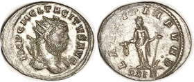 TACITUS, Ant, LAETITIA FVND, Laetitia stg l, XXIB; AEF/VF, nrly centered on large oval flan, sl wkness at left edge each side; ltly toned with much si...