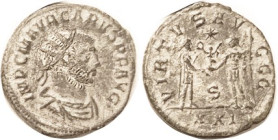 CARUS, Ant, VIRTVS AVGGG, Jupiter giving Victory to Ruler, S/XXI; VF, centered, dark green patina with some whiteish hilighting. (A Near VF brought $1...
