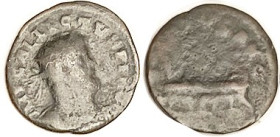 ALLECTUS, Quinarius, VIRTVS AVG, galley, AF/G-VG, somewhat thick murky dark patina, obv decently clear, rev wk, no mint visible. (A F brought $168, Ra...