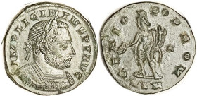 LICINIUS I, Reduced Follis, GENIO POP ROM, Genius stg l, */PLN, London; AEF/VF, well centered, lustery dark patina, sl rev crudeness, obv well struck ...