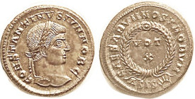 CONSTANTINE II, Æ3, VOT X in wreath, lgnd around, Delta-SIS-sunburst; Choice Virtually Mint state, well centered & sharply struck, lustrous toned surf...