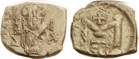 CONSTANS II, Follis, Syracuse, S-1108, Ruler stg/Large M, F-VF, sorta rectangular flan, some crudeness from over-striking but much detail on figure. E...