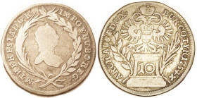 AUSTRIA, 10 Kreuzer 1754, Maria Theresa bust r/Eagle on altar, Nice VG/AF, lt tone.