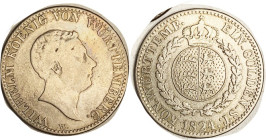 GERMANY, WURTTEMBURG, Gulden 1824, VG-F/F-VF, nice, scarce! (F cat $175)