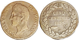 MONACO, 5 Cent 1837, struck copper VG.