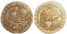 NETHERLANDS, Historical Jeton, 1603, 30 mm copper, Reestablishment of Finances by Ambroise Spinola, elaborate designs, Rare! Choice VF.