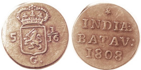 NETHERLANDS, E. INDIES, Batavia Duit 1808 nice VF lt brown.