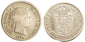 SPAIN, 40 Cent 1864 Madrid, Nice F/AVF.