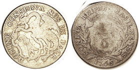 SWITZERLAND, Basel, 1/6 Taler 1766, 26 mm, Dragon, weak in rev center, otherwise VG, toned.