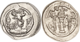 Peroz, 457-84, crown with wings, Kirman Mint, Virtually as struck but typically somewhat crude, but portrait good & mint clear; bright lustrous silver...