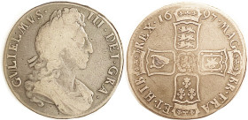 William III, Crown 1697 ESC 96 (R3, Extr Rare ), Nice VG+, absolutely problem- free with lt tone, bold & pleasing. (Spink F £2750); a FAIR realized $3...