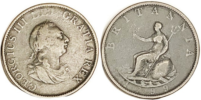 George III, 1/2 Penny 1799 nice VG+.