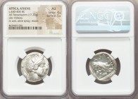 ATTICA. Athens. Ca. 440-404 BC. AR tetradrachm (25mm, 17.22 gm, 8h). NGC AU 4/5 - 5/5. Mid-mass coinage issue. Head of Athena right, wearing crested A...