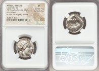 ATTICA. Athens. Ca. 440-404 BC. AR tetradrachm (23mm, 17.17 gm, 8h). NGC XF 4/5 - 5/5. Mid-mass coinage issue. Head of Athena right, wearing crested A...