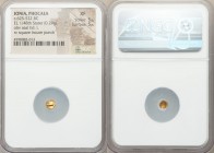 IONIA. Phocaea. Ca. 625-522 BC. EL 1/48 stater (5mm, 0.29 gm). NGC XF 5/5 - 5/5. Head of seal left / Tetraskelion pattern incuse square. Bodenstedt 2....