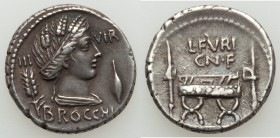 L. Furius Cn.f. Brocchus (ca. 63 BC). AR denarius (18mm, 3.92 gm, 6h). Choice VF. Rome. III-VIR / BROCCHI, draped bust of Ceres right, wearing grain w...