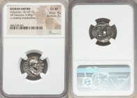 Vespasian (AD 69-79). AR denarius (18mm, 2.89 gm, 6h). NGC Choice XF 4/5 - 2/5. Rome, July-December AD 71. IMP CAES VES-P AVG P M, laureate head of Ve...