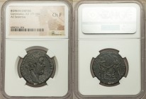 Commodus (AD 177-192). AE sestertius (28mm, 12h). NGC Choice Fine. Rome, AD 192. L AEL AVREL CO-MM AVG P FEL, laureate head of Commodus right / P M TR...