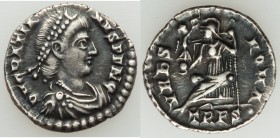 Gratian, Western Roman Empire (AD 367-383). AR siliqua (18mm, 1.98 gm, 12h). Choice VF. Trier, ca. AD 367-375. D N GRATIA-NVS P F AVG, pearl-diademed,...