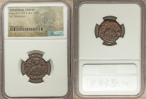 ANCIENT LOTS. Byzantine Empire. Ca. AD 527-1180. Lot of two (2) AE issues. NGC certified. Includes: Justinian I (AD 527-565), AE 20 nummi or half foll...