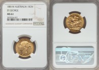 Victoria gold "St. George" Sovereign 1881-M MS61 NGC, Melbourne mint, KM7. AGW 0.2355 oz. 

HID09801242017
