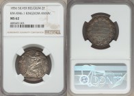 Leopold I silver Medallic 2 Francs MDCCCLVI (1856) MS62 NGC, KM-X6.1. Coin alignment. Struck to commemorate the 25th year of the Kings reign. Anthraci...