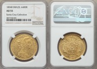 Maria I gold 6400 Reis 1804-R AU55 NGC, Rio de Janeiro mint, KM226.1. Lustrous and showing only a hint of wear. Ex. Santa Cruz Collection

HID09801242...